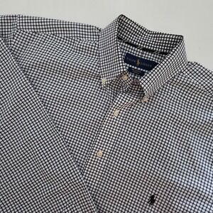Ralph Lauren Mens Black White‎ Gingham Check Button Down Shirt Stretch Cotton LT